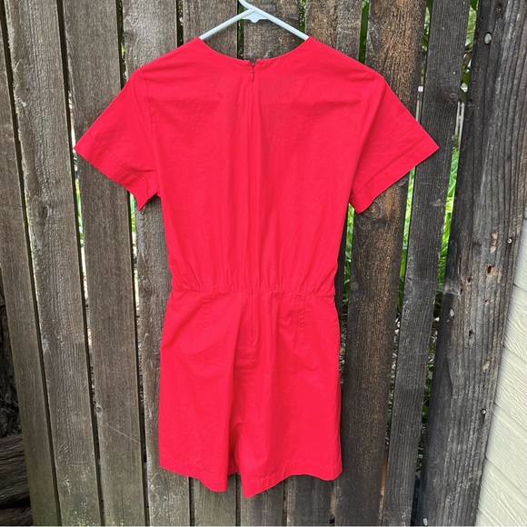 J. Crew Tie Front Cotton Romper In Red Poplin NWT Sz 2 - Picture 11 of 16